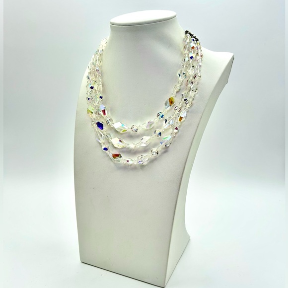 Jewelry - SOLD.  Elegant Vintage Triple Strand Glass Necklace
